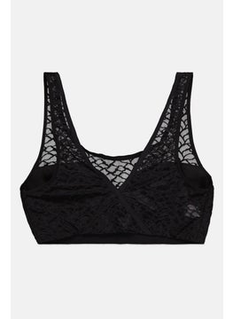 Femilet Women Padded Textured Bra Let, Black  - Image 2