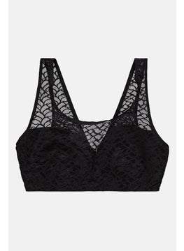 Femilet Women Padded Textured Bra Let, Black  - Image 1