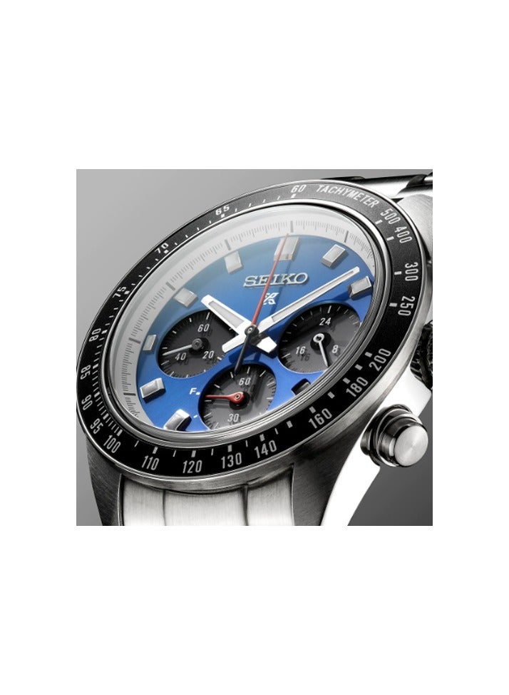 Seiko سايكو SSC931 ساعة كرونوغراف أنالوج للرجال - قرص أزرق مع حزام من الفولاذ المقاوم للصدأ بلون فضي - مقاومة للماء حتى عمق 100 متر - Image 2