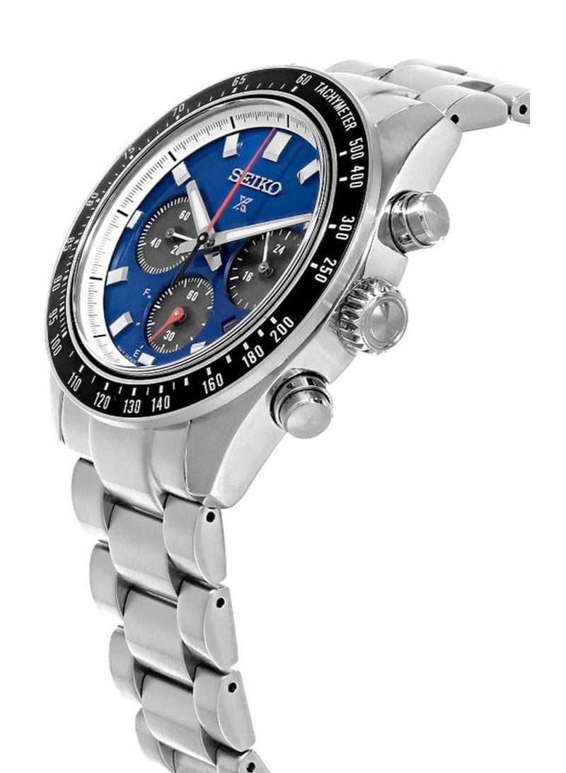 Seiko سايكو SSC931 ساعة كرونوغراف أنالوج للرجال - قرص أزرق مع حزام من الفولاذ المقاوم للصدأ بلون فضي - مقاومة للماء حتى عمق 100 متر - Image 3
