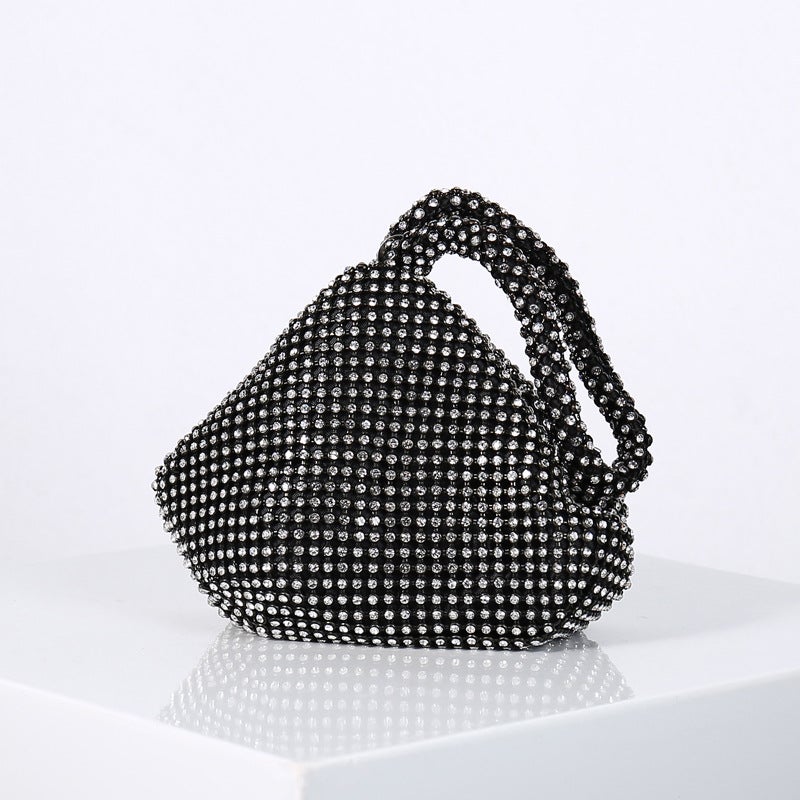 Rhinestone Embellished Handmade Evening Clutch with Top Handle for Women - Image 1
