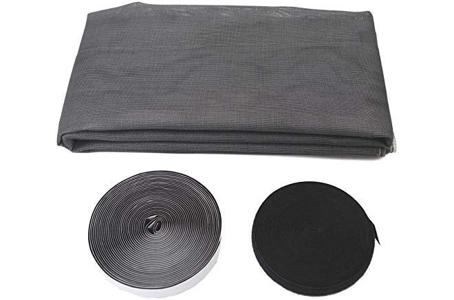 DM DASII MAT شبكة DM Dasii من الألياف الزجاجية للناموس للنوافذ والأبواب - تركيب سهل بنفسك، شاشة حشرات متينة، مخيطة مسبقًا بشريط لاصق، شبكة مضادة للناموس (4 * 6 قدم - رمادي) - Image 2