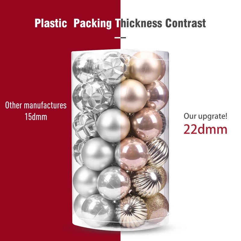 Luxtea 41ct Small Christmas Balls Shatterproof Hanging Decorations Set for Xmas Tree Garland Ornaments (1.57''/40mm Champagne) - Image 4