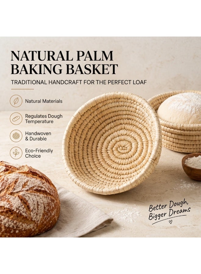 athar 2-Piece18cm & 21cm Bread Proofing Basket Set | Natural Rattan Banneton Baskets for Sourdough Bread Baking | Round Dough Rising Basket | Artisan Bread Baking Kit - Image 4
