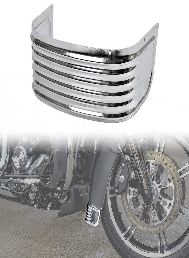 VEISUTOR Front Fender Skirt Trim for Harley Davison, Chrome Steel Front Ribbed Decorative Protector Trim Accent for Electra Glide Road King Tri Glide Ultra Classic Limited Low 2014-2024 Accessories - Image 1