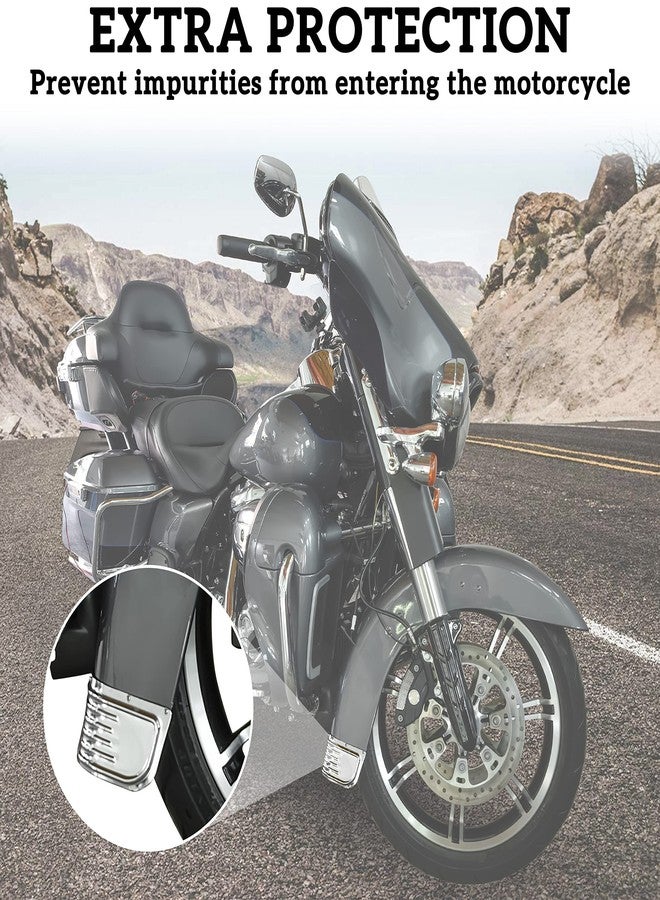 VEISUTOR Front Fender Skirt Trim for Harley Davison, Chrome Steel Front Ribbed Decorative Protector Trim Accent for Electra Glide Road King Tri Glide Ultra Classic Limited Low 2014-2024 Accessories - Image 2