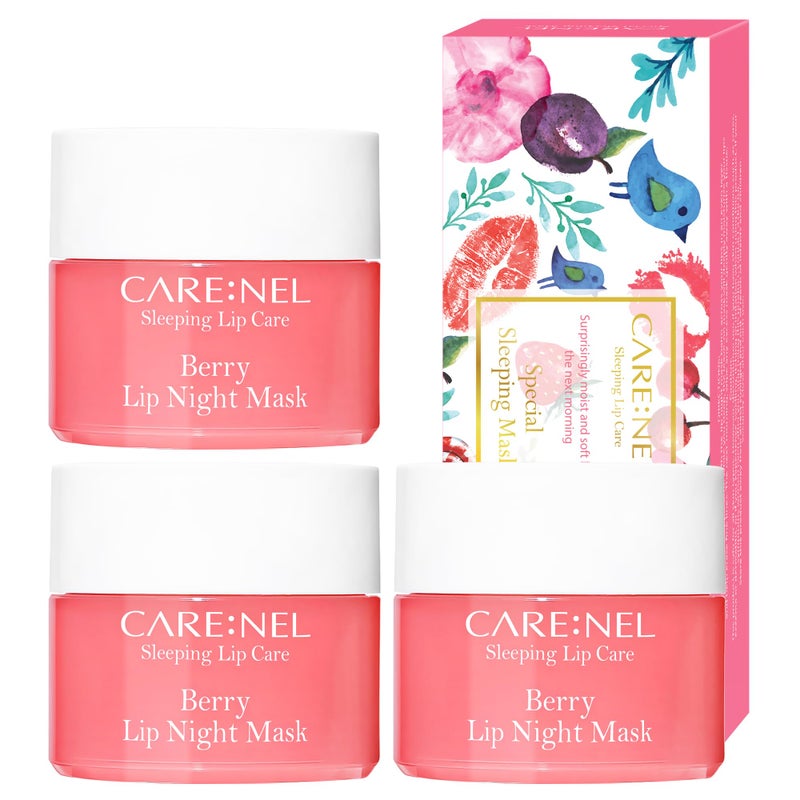 CARENEL Lip Sleeping Mask 5g (Berry 3Set) - Moisturizer for Dry Lips - Overnight Treatments Balm, Day and Night Repair Gloss, Scrubs Exfoliator - Image 1