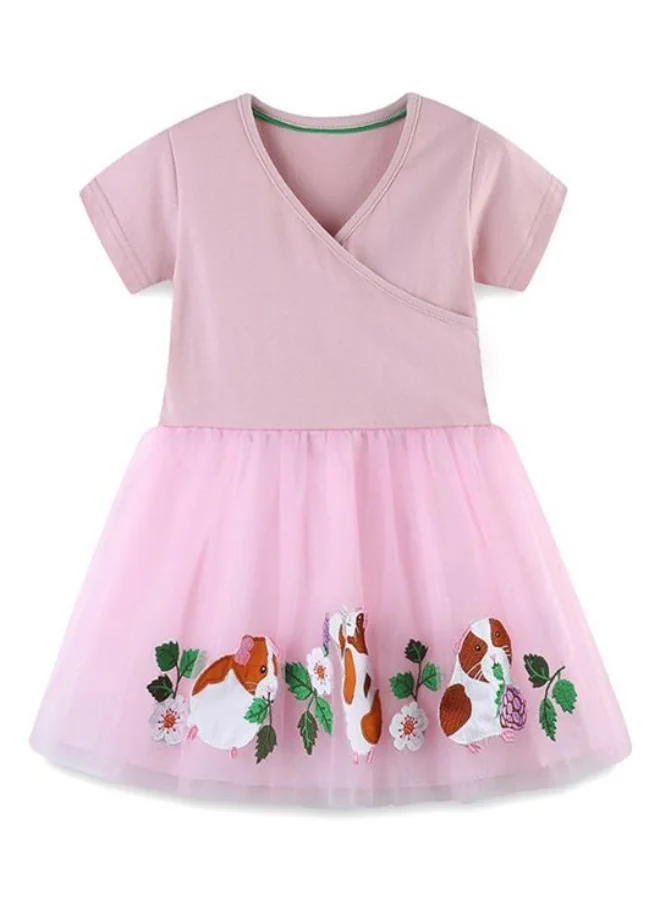 YUNIQEE Mauve Fit & Flare Crew Neck Printed Dress
