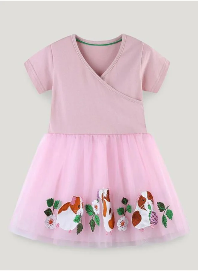 YUNIQEE Mauve Fit & Flare Crew Neck Printed Dress