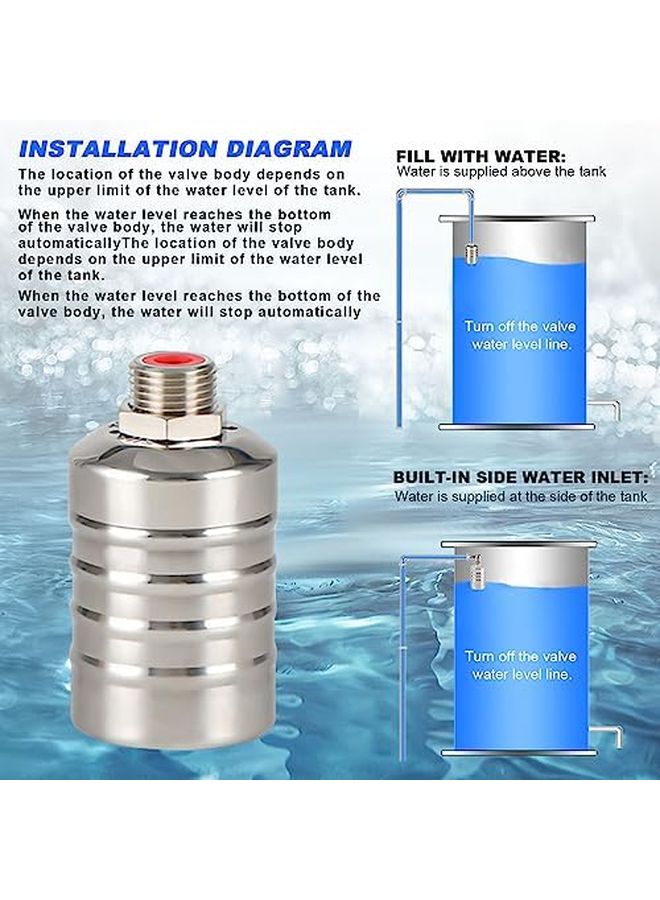 Qivine 1 2 Inch 304 Stainless Steel Float Valve Automatic Water Level Control for Tank Pool - Image 5