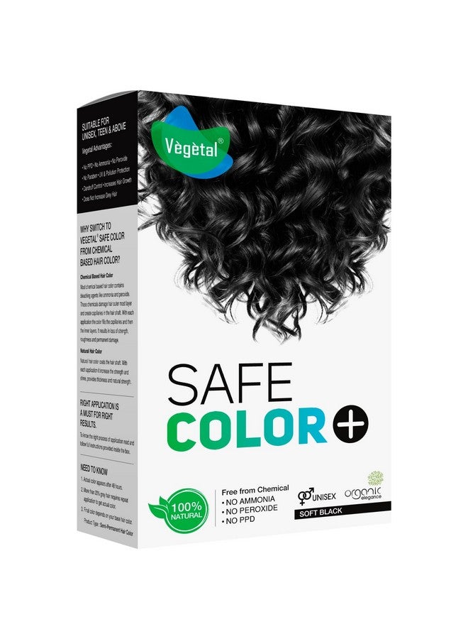 Vegetal Safe Hair Color -Soft Black 50Gm - Certified Organic Chemical And Allergy Free Bio Natural Hair Color With No Ammonia Formula For Men & Women - Image 1