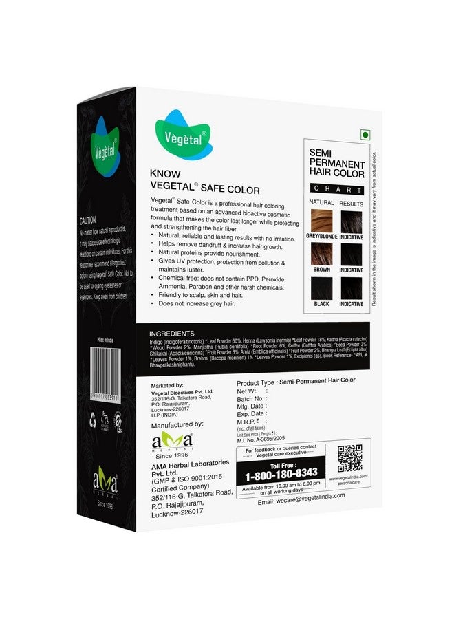 Vegetal Safe Hair Color -Soft Black 50Gm - Certified Organic Chemical And Allergy Free Bio Natural Hair Color With No Ammonia Formula For Men & Women - Image 2
