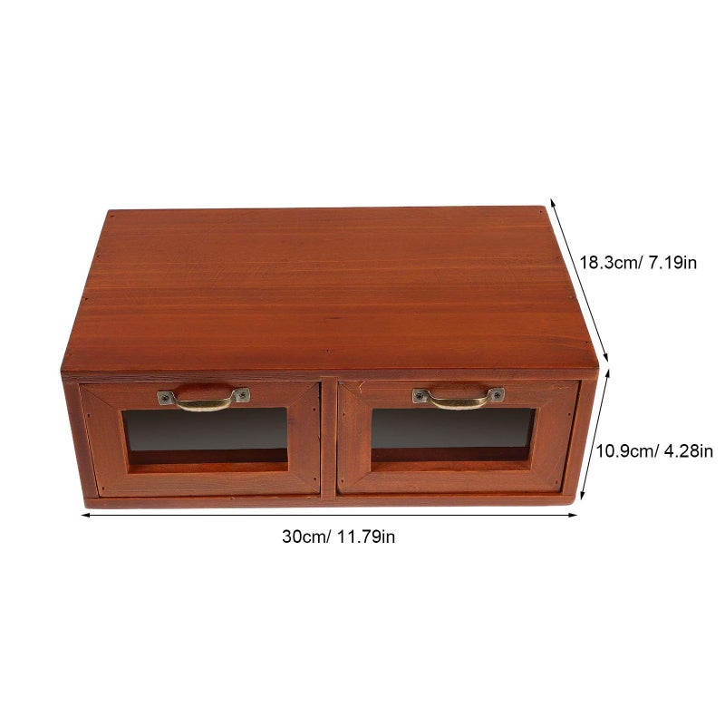 Wood Monitor Stand Riser With Dual Acrylic Drawers Desktop Storage Organizer For Office And Home - Image 3