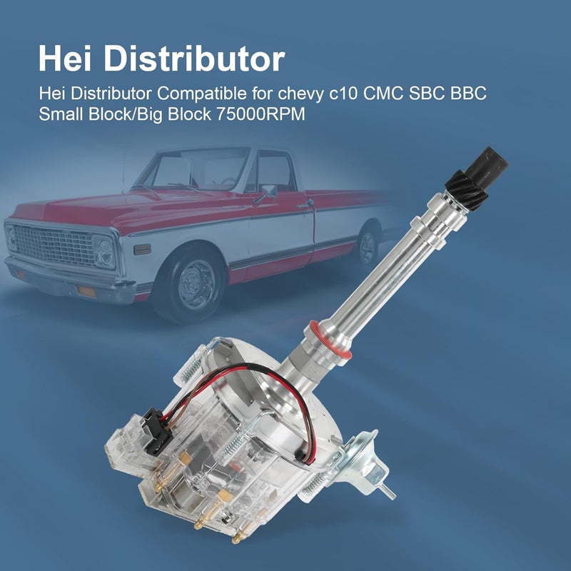 CARMOCAR HEI Distributor Clear Cap Compatible with Chevy GM SBC V8 283 305 307 327 350 400 Small Blocks BBC 396 427 454 Big Block 65K Coil 7500 RPM - Image 3