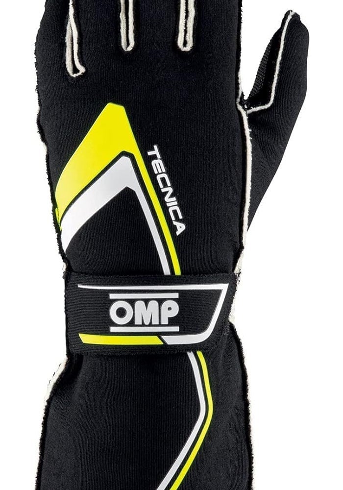 OMP قفازات سباق OMP Tecnica، سوداء | صفراء، مقاس S [US 9] - Image 2