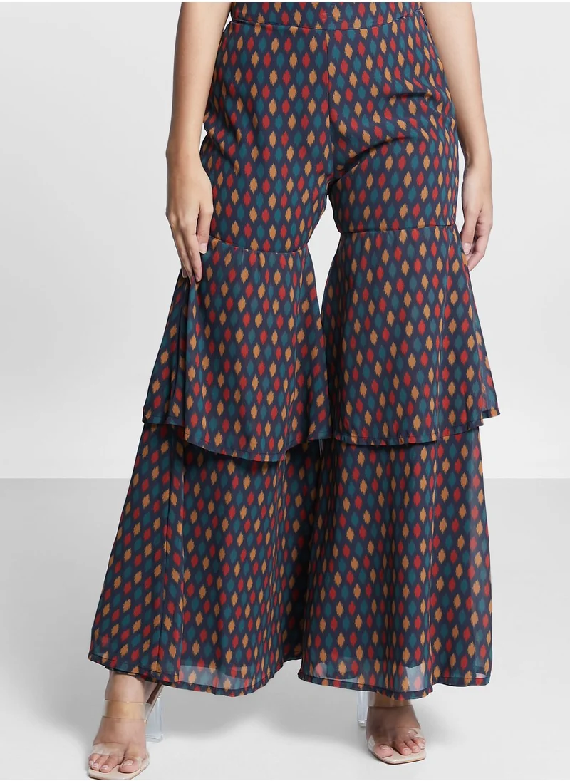 indya Printed Layered Sharara Pants