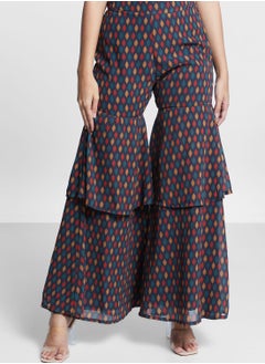 indya Printed Layered Sharara Pants  - Image 1