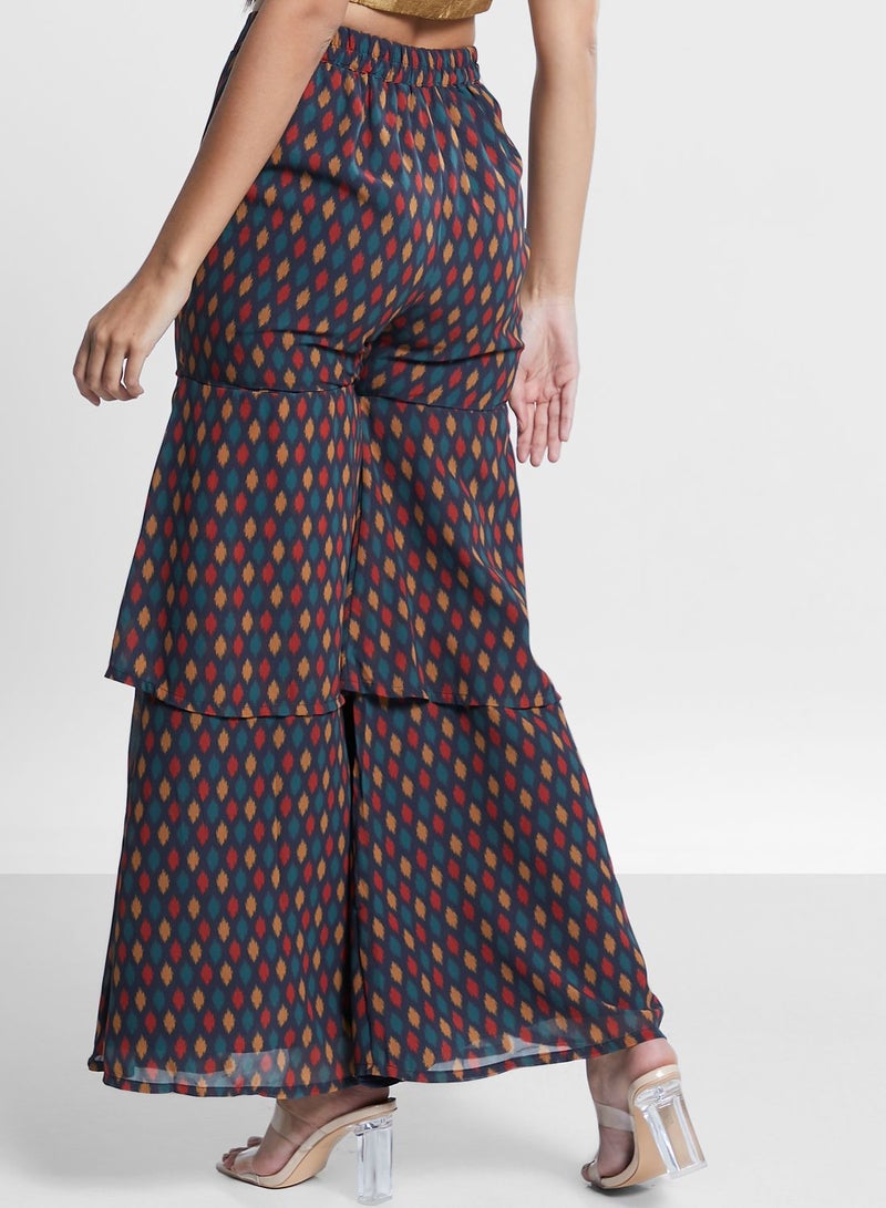 indya Printed Layered Sharara Pants  - Image 3