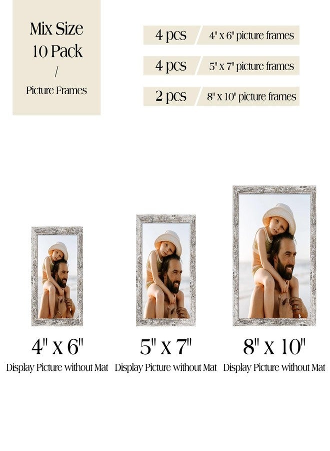 TWING 10 Pack Picture Frames Collage Wall Decor, Gallery Wall Rustic Picture Frame Set for Wall or Tabletop Display, Multi Sizes with Two 8x10, Four 5x7, and Four 4x6 Photo Frames - Image 5