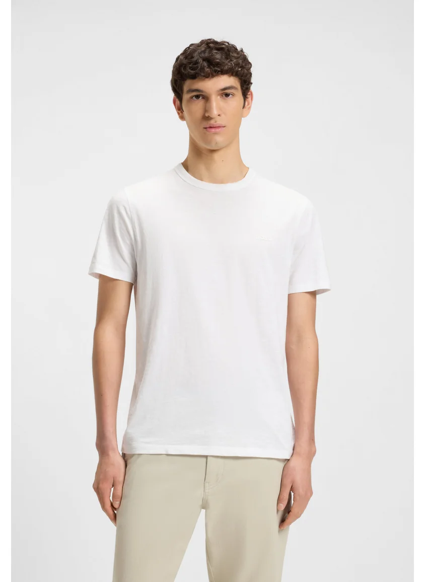 بوس Regular-fit T-shirt in slub cotton with logo detail