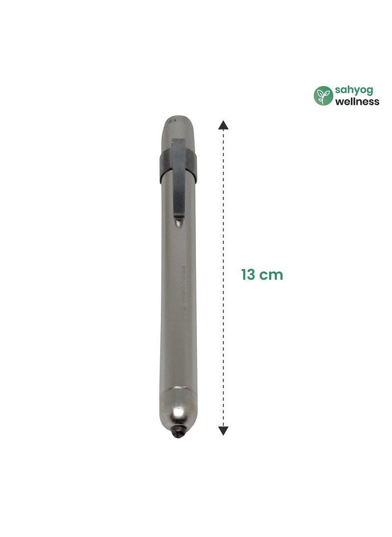 Sahyog Wellness Sahyog Wellness Metal Mini Medical Pocket Pen Torch Having Yellow Light Silver  - Image 2