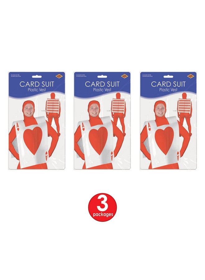 Beistle Beistle 60042, 3 Piece Plastic Card Suit Vests, One Size, Red/White - Image 5