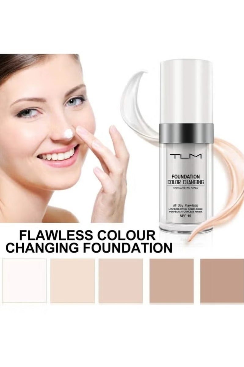 TLM Colour Changing Foundation for Different Skin Tone, Foundation Makeup Base Nude Face Liquid Full Coverage Concealer, TLM Concealer Cover Cream - Image 2