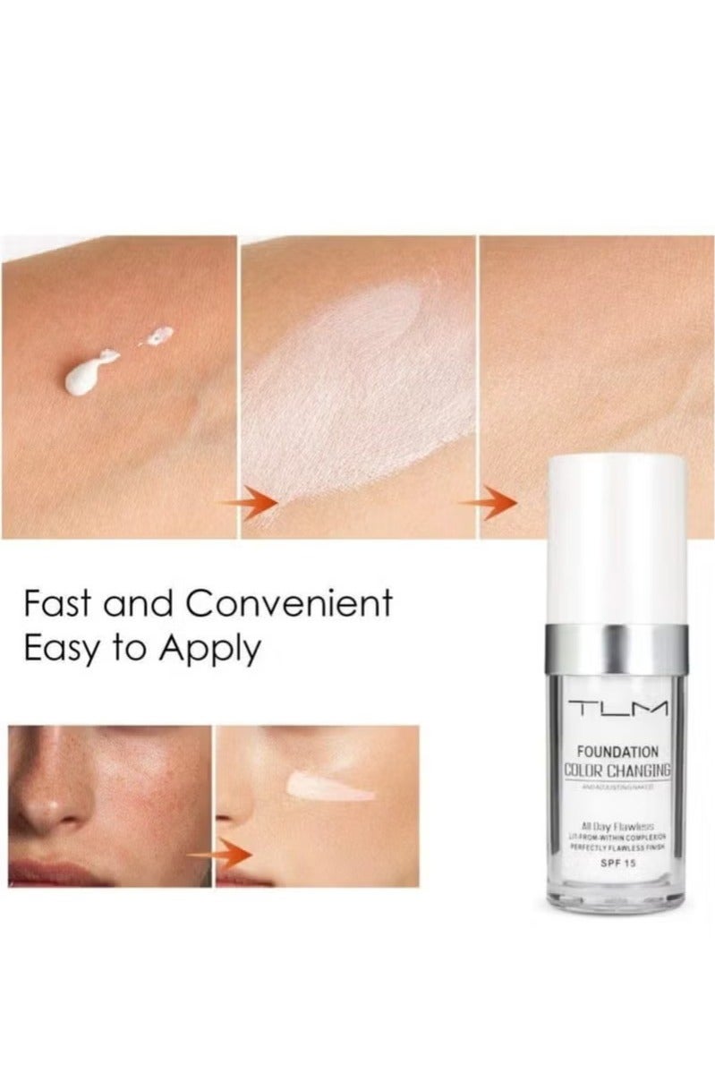 TLM Colour Changing Foundation for Different Skin Tone, Foundation Makeup Base Nude Face Liquid Full Coverage Concealer, TLM Concealer Cover Cream - Image 3