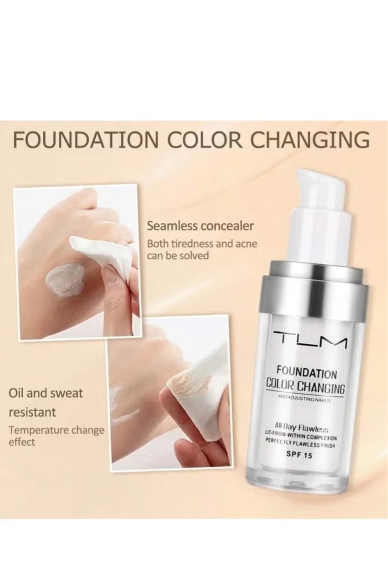 TLM Colour Changing Foundation for Different Skin Tone, Foundation Makeup Base Nude Face Liquid Full Coverage Concealer, TLM Concealer Cover Cream - Image 5