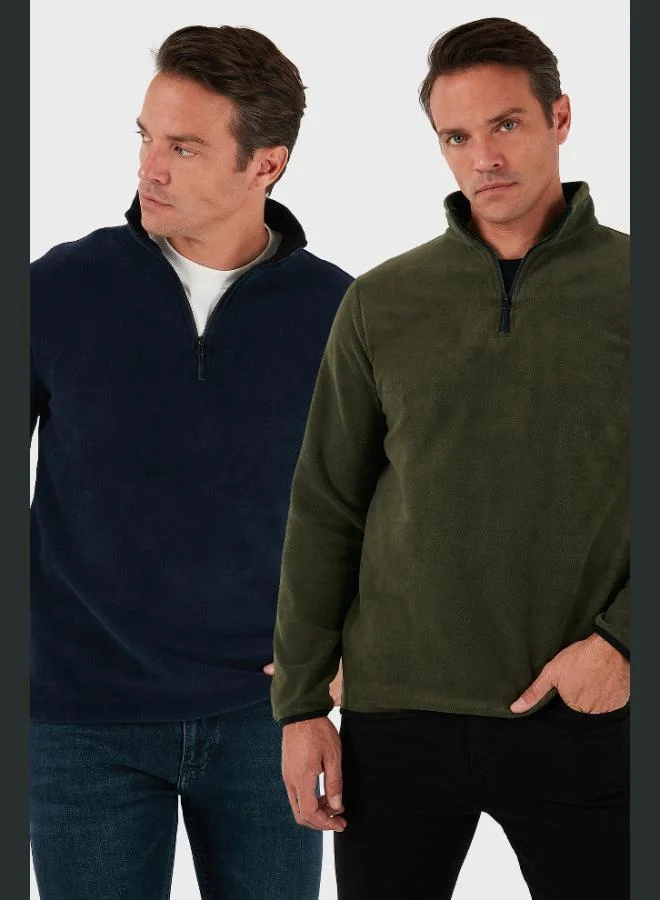 Buratti Slim Fit Half Zipper Stand Collar 2-Pack Polar Men's POLAR 5906003S2