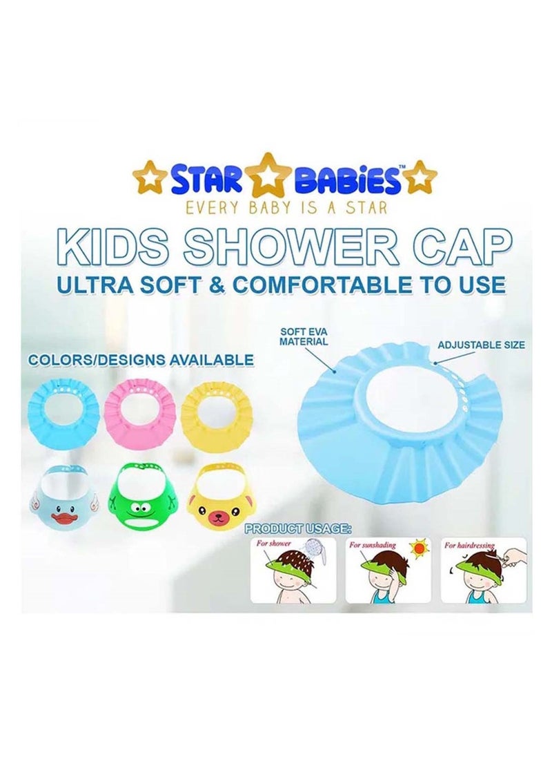 STAR BABiES Star Babies - Combo Pack of 2- Adjustable Shower Cap with Rubber Duck Toy (4pcs set) - Yellow  - Image 4