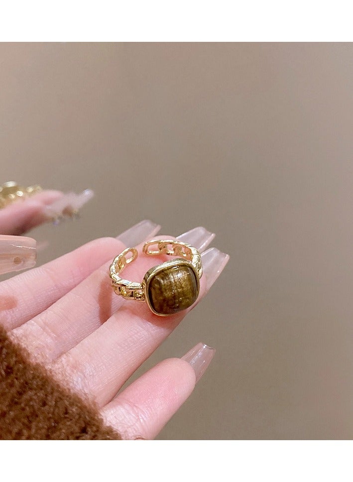 Natural Stone Split Ring Personalized Ring Fashion and Nature Combination