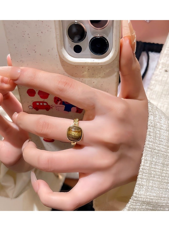 Natural Stone Split Ring Personalized Ring Fashion and Nature Combination