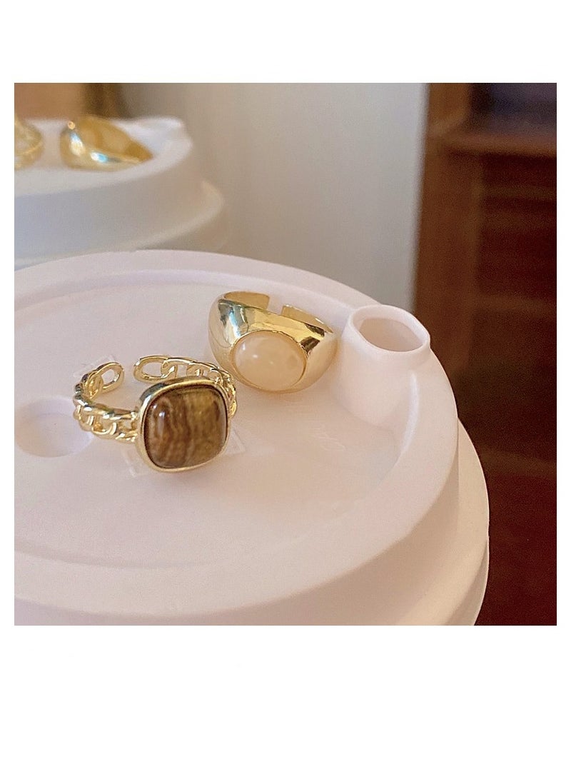 Natural Stone Split Ring Personalized Ring Fashion and Nature Combination