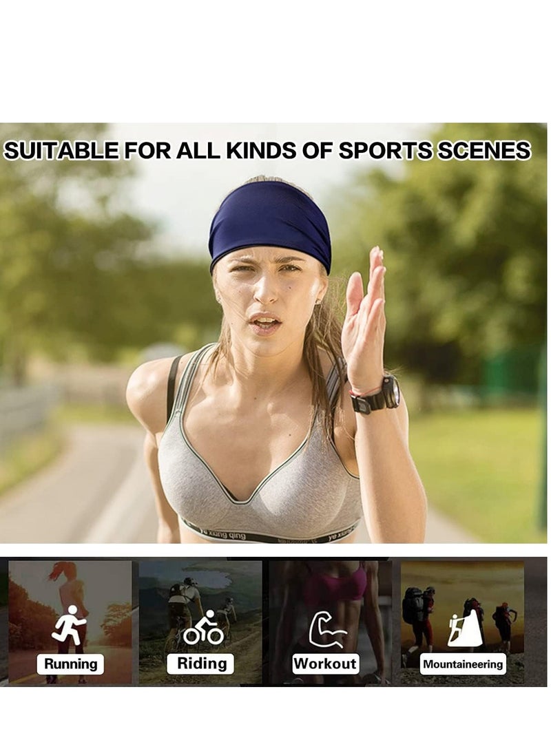 ECVV 3PCS Absorbent Sport Sweat Headbands For Men Women Unisex Quick Drying and Non-Slip Stretchy Moisture Wicking Sweatbands Solid Color Elastic Hair Bands for Basketball, Yoga, Exercise, Workout - Image 2