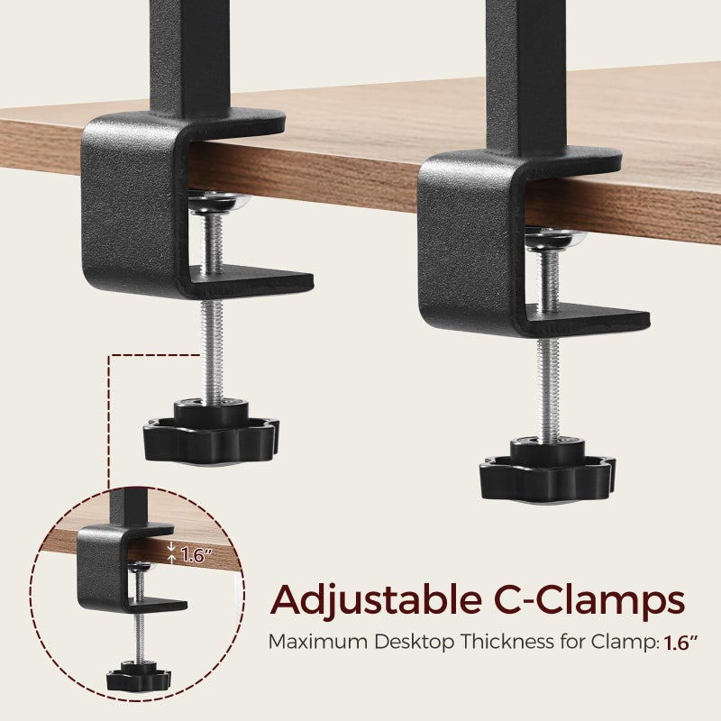 MAHANCRIS Clamp On Desk Organizer, 3-Tier Desktop Bookshelf, Adjustable Desk Storage Shelf, Metal Frame, for Office, Study and Game Room, Black DSBK3601 - Image 5