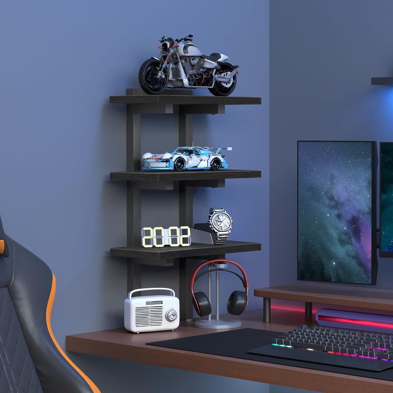 MAHANCRIS Clamp On Desk Organizer, 3-Tier Desktop Bookshelf, Adjustable Desk Storage Shelf, Metal Frame, for Office, Study and Game Room, Black DSBK3601 - Image 4