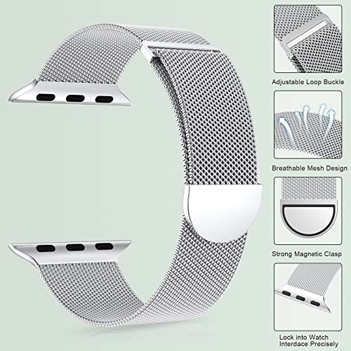 MARGE PLUS Compatible with Apple Watch Band 38mm 40mm 41mm 42mm 44mm 45mm 46mm 49mm Women Men, Stainless Steel Mesh Loop Magnetic Clasp Replacement for iWatch Series 11 10 9 8 7 6 5 4 SE3 SE2 Ultra 3 - Image 4