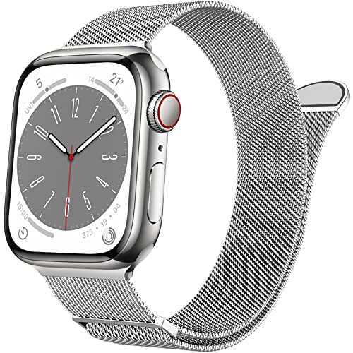 MARGE PLUS Compatible with Apple Watch Band 38mm 40mm 41mm 42mm 44mm 45mm 46mm 49mm Women Men, Stainless Steel Mesh Loop Magnetic Clasp Replacement for iWatch Series 11 10 9 8 7 6 5 4 SE3 SE2 Ultra 3 - Image 1
