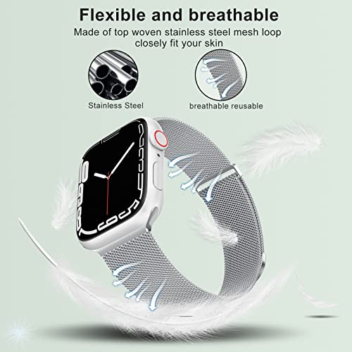 MARGE PLUS Compatible with Apple Watch Band 38mm 40mm 41mm 42mm 44mm 45mm 46mm 49mm Women Men, Stainless Steel Mesh Loop Magnetic Clasp Replacement for iWatch Series 11 10 9 8 7 6 5 4 SE3 SE2 Ultra 3 - Image 3