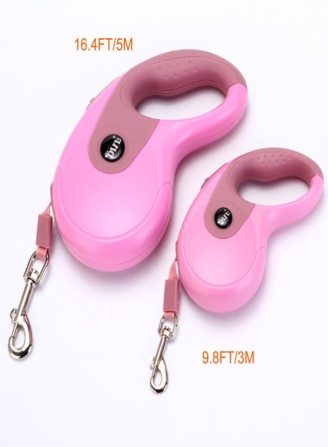 JAMISAY طوق كلاب قابل للسحب من JAMISAY، بطول 9.8 قدم، مناسب للكلاب الصغيرة والمتوسطة حتى وزن 45 رطلاً، مزود بفرامل بيد واحدة، وخاصية الإيقاف المؤقت، وقفل، وشريط نايلون مانع للتشابك، ومقبض مانع للانزلاق، لون وردي من 3M - Image 2