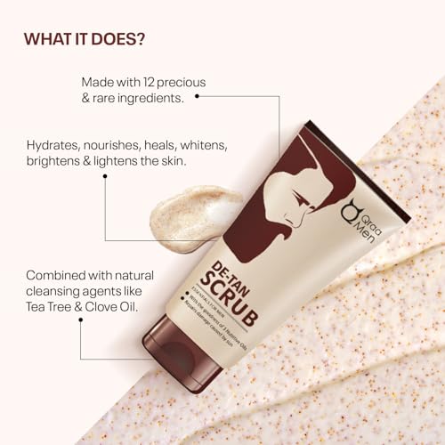 Qraa Men De Tan Pack with De Tan Scrub For Skin Lightening Brightening | Dirt & Blackhead Removal |Tan Removal Face Scrub & Pack | 100gm X 2 (Pack of 2) - Image 5