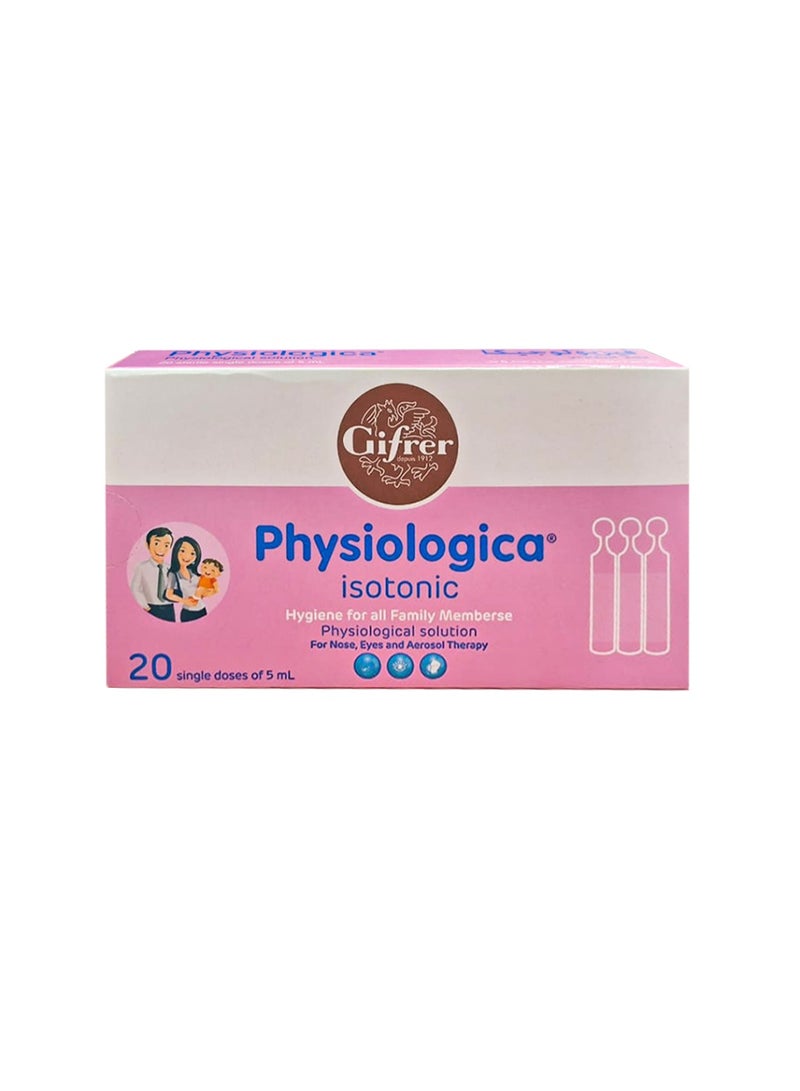 Physiologica Isotonic Sterile Saline Solution, 20 Single Dose Nebules, 5ml Each