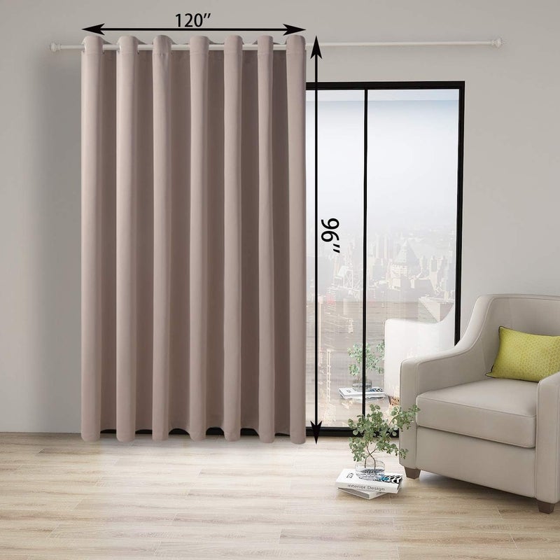 BONZER Room Divider Curtain Total Privacy Wall Noise Reducing Extra Wide Blackout Curtains for Patio Sliding Glass Door, 96L x 120W Inch (8L x 10W ft), 1 Panel, Khaki - Image 4