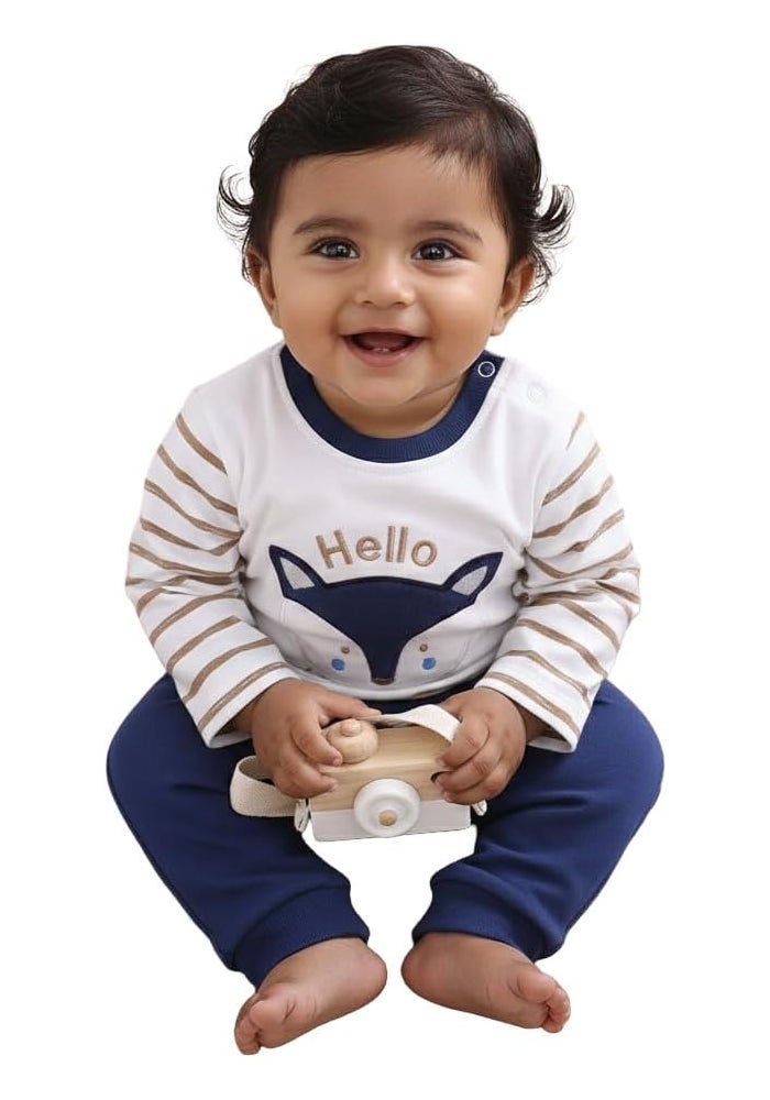 Baby Go Regular Fit Cotton Track Set for Kids - Navy - Image 2