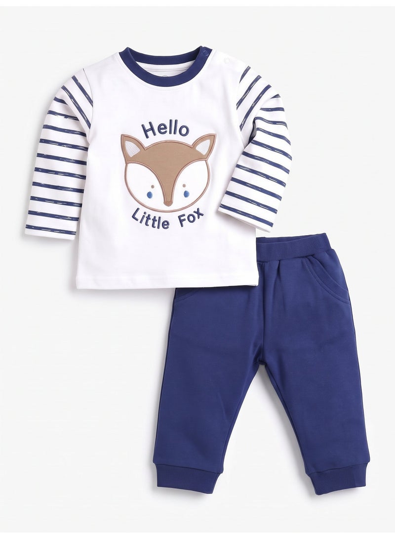 Baby Go Regular Fit Cotton Track Set for Kids - Navy - Image 1