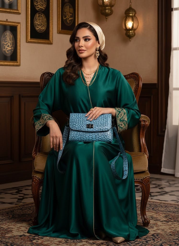 Elegant Teal Snake Print Crossbody Bag - Image 3