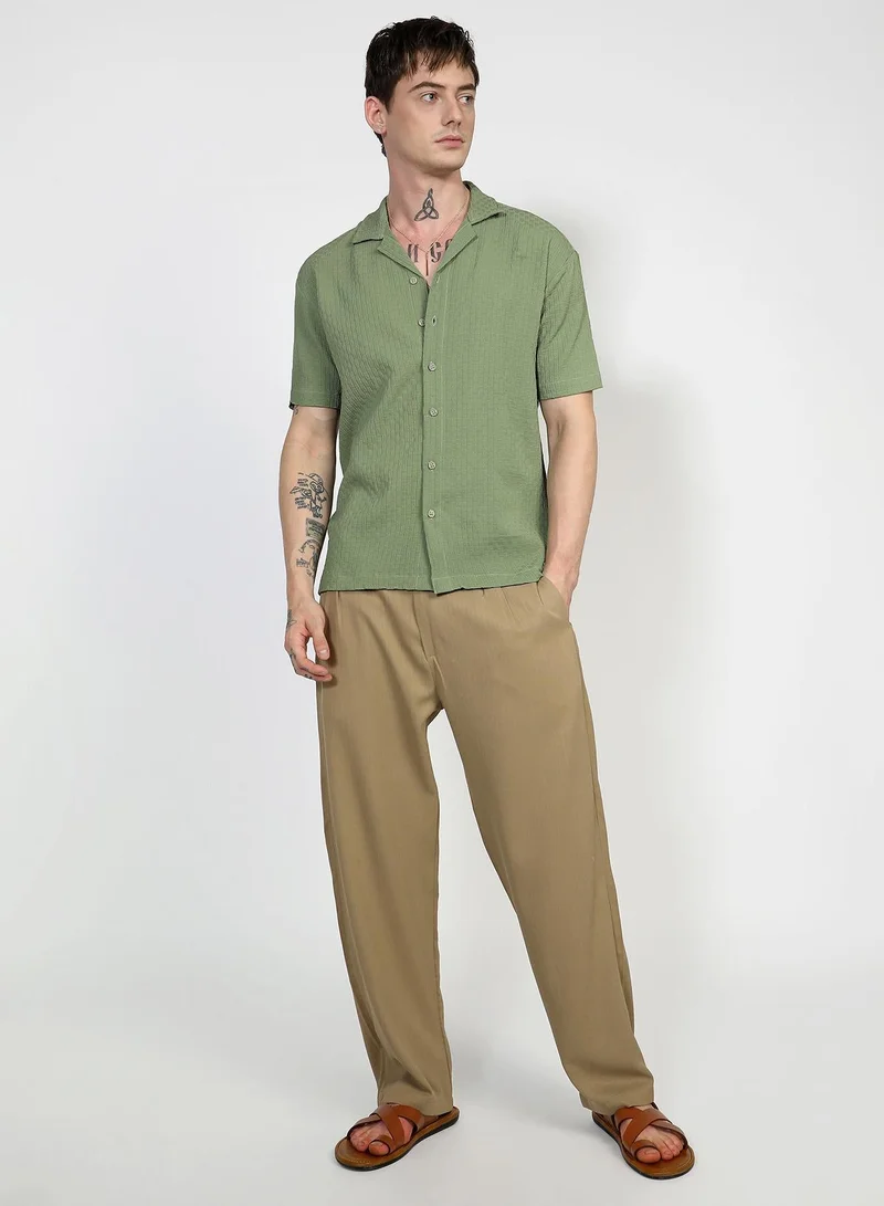 CAHOOT  Men's Pistachio Green Oversized Interwine Shirt for Men | Best Price UAE