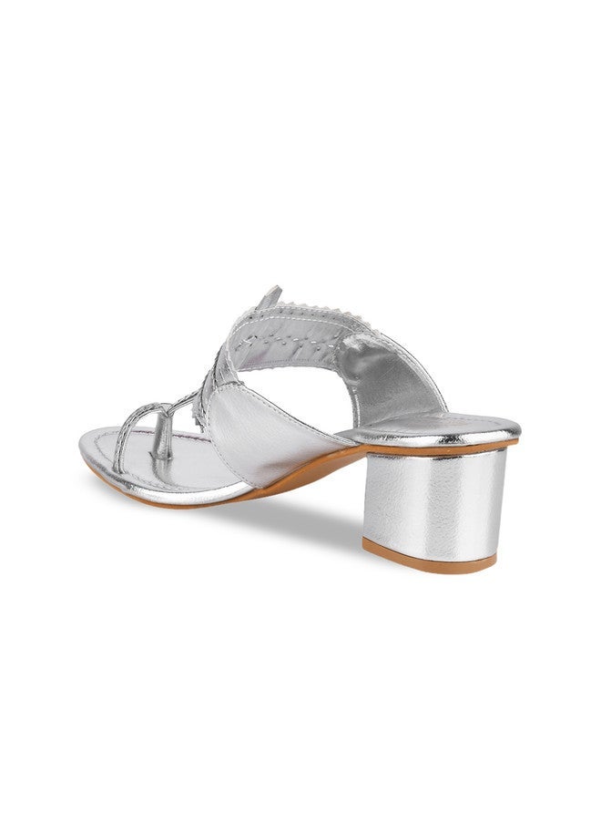 Shoetopia Girls One Toe Ethnic Block Heels - Image 3