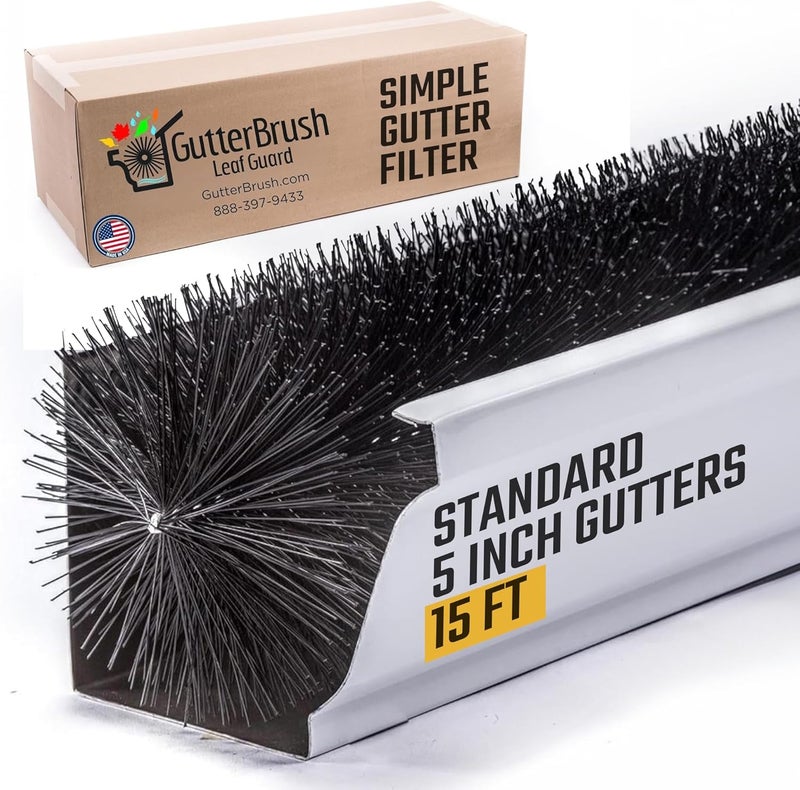 GutterBrush Store Gutter Guard for 5 Inch Gutters - 15 Ft DIY Leaf Filter Insert | Gutter Protection Brush Blocks Leaves & Debris | 4.25" Diameter - Alternative to Gutter Covers & Screens | Made in USA - Image 1